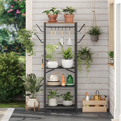 MAHANCRIS 4-Tier Pot Rack, Pots and Pans Organizer for Kitchen, Lid Organizer Rack with U-Shaped Lid Holders, Kitchen Storage Shelf for Standing Cookware, Rustic Brown and Black POHR3001 - Image 7