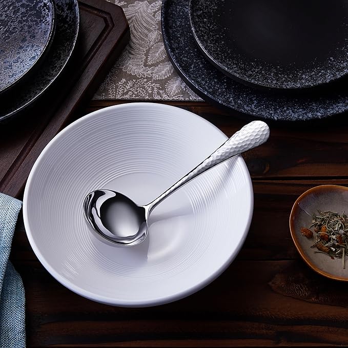KEAWELL Premium 7.3" Hammered Gravy Ladle – 18/10 Stainless Steel – Exquisite Blend of Elegance and Functionality – Dishwasher Safe - Image 3