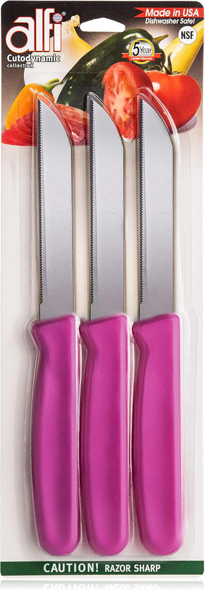 Alfi All-Purpose Knives Aerospace Precision Pointed Tip - Home And Kitchen Supplies - Serrated Steak Knives Set | Made in USA (Pink Pearl) by ALFI