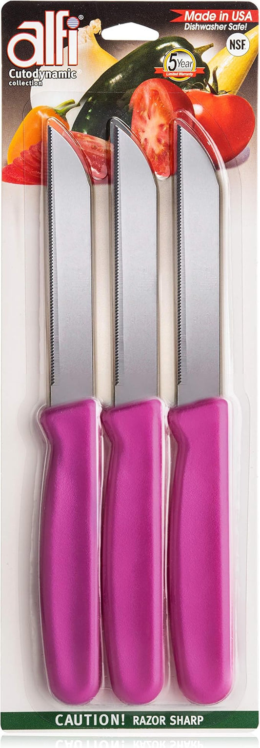 Alfi All-Purpose Knives Aerospace Precision Pointed Tip - Home And Kitchen Supplies - Serrated Steak Knives Set | Made in USA (Pink Pearl) by ALFI