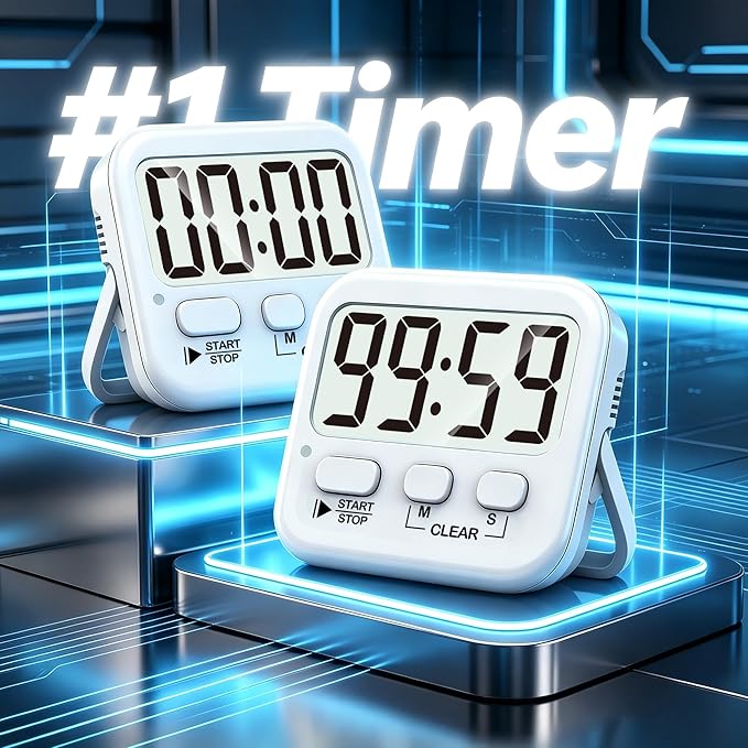 Antonki 2 Pack Digital Timer for Kids, Magnetic Countdown Kitchen Timers for Cooking, Egg, Classroom, Teacher, Exercise, Study, Oven - Battery Included - Image 2