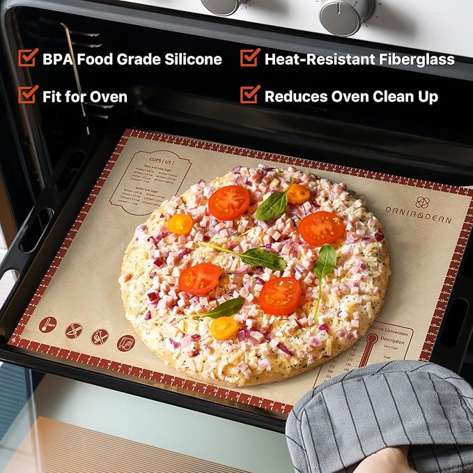 Silicone Baking Mat,36" x 24" Extra Thick Large Non Stick Sheet Mat with Measurement Non-slip Dough Rolling Mat,Reusable Food Grade Silicone Counter Mat for Making Cookies,Macarons,Bread and Pastry - Image 2