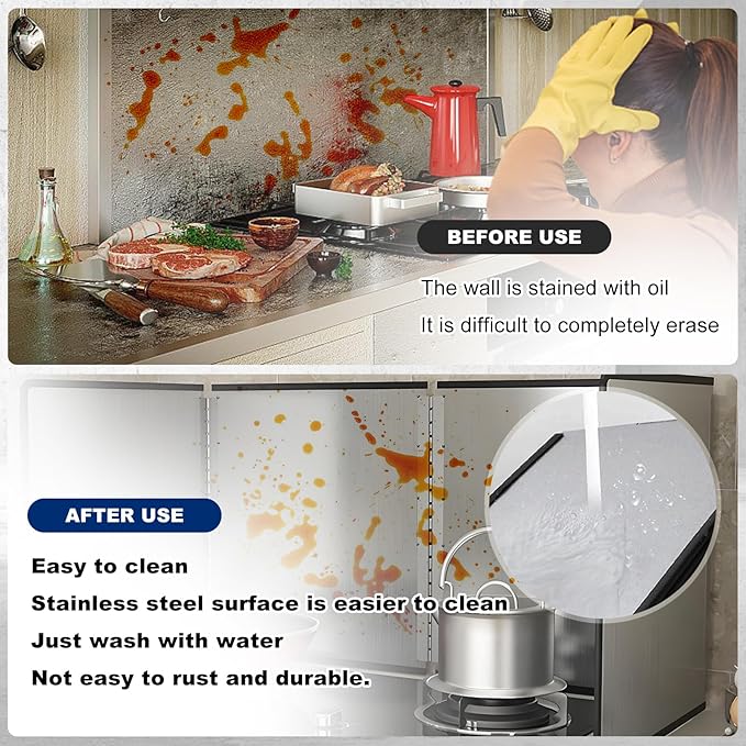 3 Sided Splatter Guard,Foldable Stainless Steel Oil Splatter Screens for Frying,Oil Splash Insulation Board,Nonstick Oil Splatter Guard Stove Insulation Board(L: 15" x W: 11.4" x H: 12") - Image 4