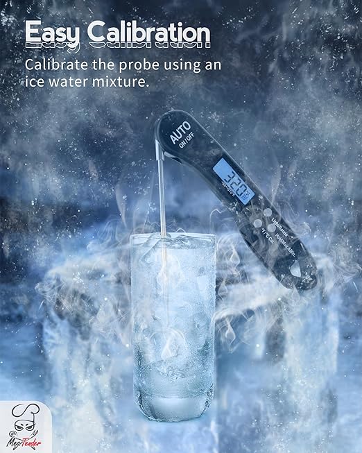 Instant Read Meat Thermometer, 1.2s Fast Read, ±1°F Accuracy, -58°F to 572°F, 4.4" Foldable Probe, 0 °C Calibration, Min/Max (Session), Auto-Rotating Backlit Display, °F/°C, Magnetic Back, Auto-Off - Image 8
