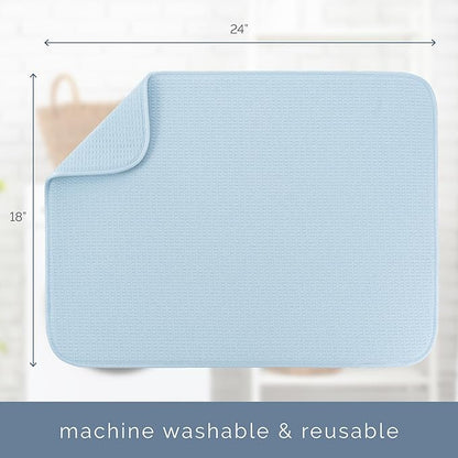 S&T INC. Dish Drying Mat XL, 18” x 24”, Absorbent Microfiber Kitchen Counter Mat, Dish Drying Pad for Dishes, Utensils, Pots and Pans, Extra Large, Sky Blue - Image 5