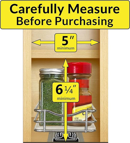 LYNK PROFESSIONAL® Pull Out Spice Organization for Cabinets - 4-3/8 inch Wide – Spice Rack for Inside Cabinets, Slide Out Spice Rack Organizer for cabinet – Pull Out Spice Rack, Sliding 1 Tier Chrome - Image 4