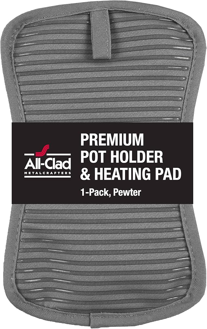 All-Clad Premium Pot Holder & Hot Pad: Heat Resistant to 500 Degrees - 100% Cotton, 10""x6.25"" Hot Pad for Kitchen and Barbeque, (1-Pack), Pewter by All-Clad