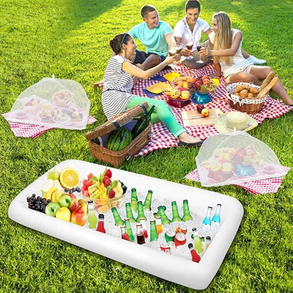 1PCS Inflatable Serving Bars and 3PCS Mesh Food Umbrella Covers Tent for Outdoor,Keep Salads Beverages Ice Cold - For Parties Indoor & Outdoor BBQ, Picnic Pool Party Supplies Luau Cooler - Image 4