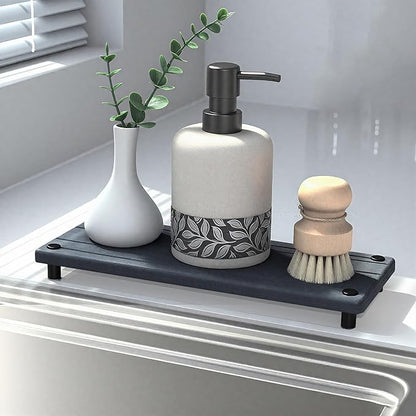 Quick Dry Sink Caddy Kitchen Sink Organizer, Water Absorbing Stone Tray for Sink, Stone Drying Tray, Diatomite Faucet Mat & Protector, Dispenser Sponge Holder, Stone Soap Tray for Bathroom Counter - Image 7