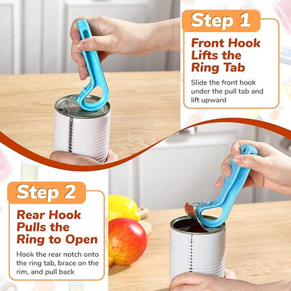 2 Pack 2-IN-1 Ring Pull Can Opener and Canning Jar Opener with Magnets,Can Openers for Seniors,Arthritis,Parkinson’s,Mason Jar Openers for Weak Hands,Releases Vacuum Seal,Magnetic Refrigerator Storage