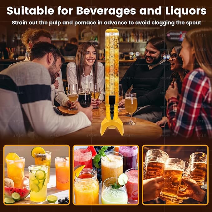 2 Pcs Beer Dispenser, 3L/100 Oz Mimosa Tower with Ice Tube for Bar Party, Tabletop Beer Dispenser for Beer, Liquor, Beverage (Yellow)