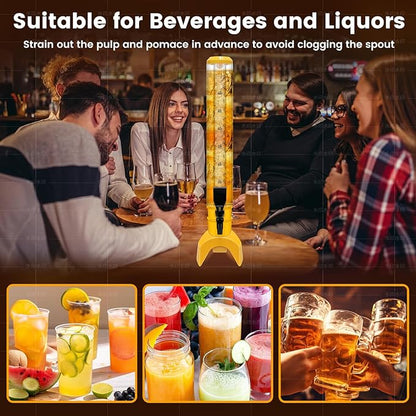 2 Pcs Beer Dispenser, 3L/100 Oz Mimosa Tower with Ice Tube for Bar Party, Tabletop Beer Dispenser for Beer, Liquor, Beverage (Yellow)