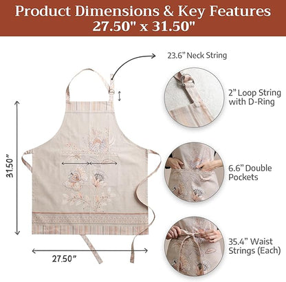 Maison d' Hermine 100% Cotton Apron for women with Pocket Kitchen Chef Apron for Men Cooking Mothers Day Gifts