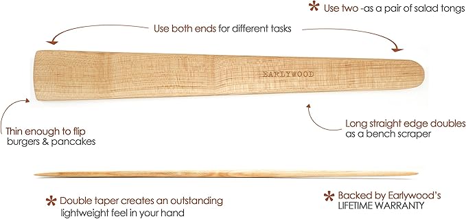 13 in Handmade Kitchen Cooking Utensil, Thin Dark Wood Saute Spatula, Multipurpose Flat Wooden Spatula, Perfect for flipping, scraping, sauteing, turning - Wooden Cooking Utensils - Made in USA - M