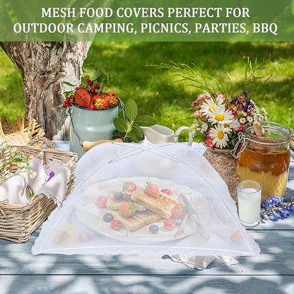 6 Pack Food Tents/Food Covers for Outdoor Mesh Screen Include 6 Standard (17"X 17") Collapsible and Reusable Mesh Food Covers for Outside, Picnic Accessories, BBQ - Image 3