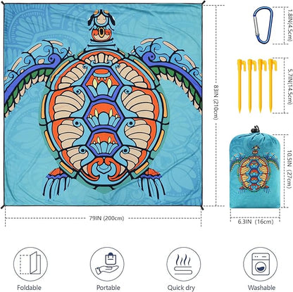 WIWIGO Beach Blanket Waterproof Sandproof Beach Mat 79" X 83"/10'x9'for 2-8 Adults Quick Drying Outdoor Picnic Mat Beach Accessories for Travel, Camping, Hiking - Image 2