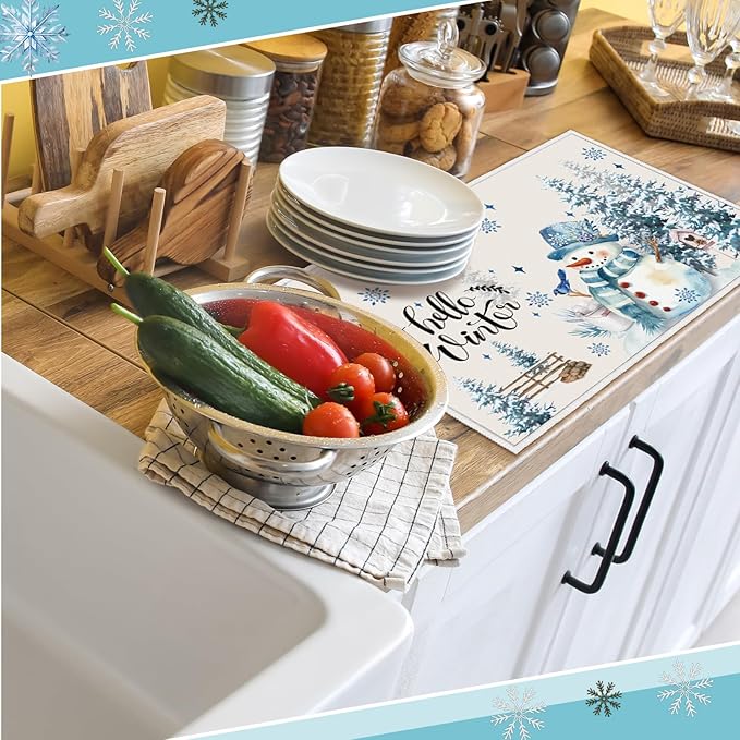Teenyyou 4 Pcs Seasonal Dish Drying Mats for Kitchen 24"x 16" Winter Holiday Microfiber Absorbent Washable Drainer Mat for Counter Spring Summer Fall Home Accessories Decoration(Nature) - Image 4