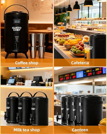 Insulated Beverage Dispenser 3 Gallon,Hot&Cold Drink Dispenser with Spigot,LCD Thermometer,Stainless Steel Triple-Layer Insulation,for Tea Coffee Milk Juice,Party Buffet(Black, 2 Pack) - Image 8