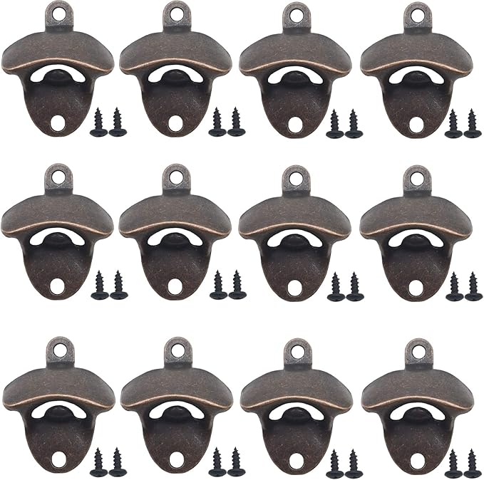 RONYOUNG 12PCS Wall Mounted Bottle Opener Vintage Beer Bottle Opener Suitable for Bars KTV Hotels Homes (Red Bronze) by Unknown