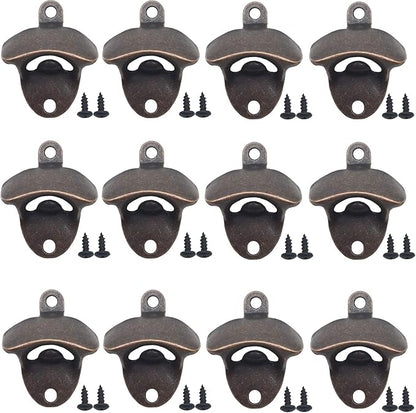 RONYOUNG 12PCS Wall Mounted Bottle Opener Vintage Beer Bottle Opener Suitable for Bars KTV Hotels Homes (Red Bronze) by Unknown