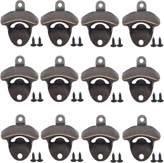 RONYOUNG 12PCS Wall Mounted Bottle Opener Vintage Beer Bottle Opener Suitable for Bars KTV Hotels Homes (Red Bronze) by Unknown