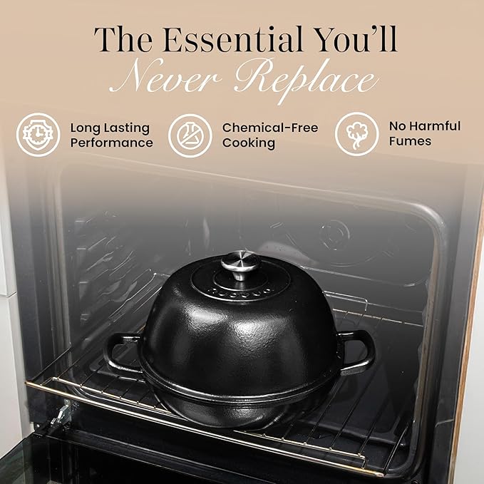 Enamelled Cast Iron Dutch Oven Pot – Dutch Oven For Sourdough Bread Baking – Cast Iron Bread Pot – Black, 6 Quarts, 26cm – by Nuovva - Image 7