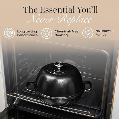 Enamelled Cast Iron Dutch Oven Pot – Dutch Oven For Sourdough Bread Baking – Cast Iron Bread Pot – Black, 6 Quarts, 26cm – by Nuovva - Image 7