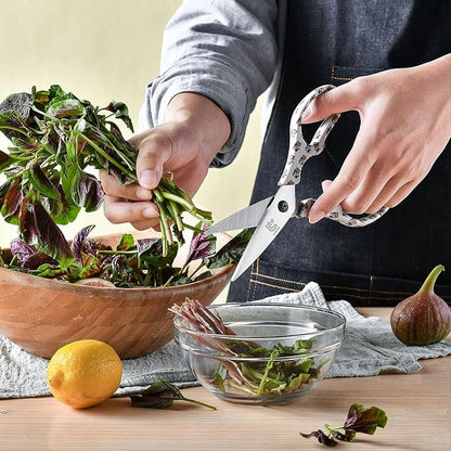 Linoroso Kitchen Scissors Heavy Duty Kitchen Shears with Magnetic Holder Made with Japanese Steel 4034, Multipurpose Ultra Sharp Cooking Scissors for Meat/Vegetables/BBQ/Herbs/Pizza (Graphic,Cow) - Image 4