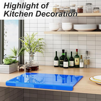 JJL Acrylic Cutting Board with Counter Lip, Anti-Slip, 16 x 12.5 Inches, Blue, Perfect for Cutting Bread, Meat, and Vegetables, Ideal Choice for Kitchen Countertop Decor