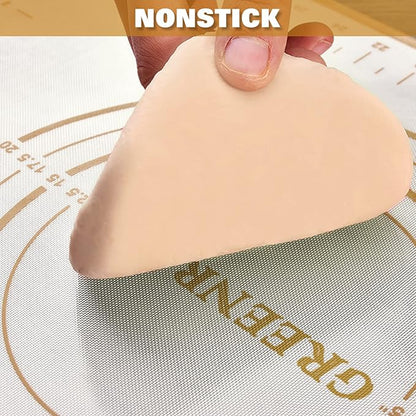 Silicone Pastry Mat Extra Thick Large Non Stick Baking Supplies Kitchen Counter Cooking Rolling Dough Sheet Pie Crust Sourdough Bread Oven Liner with Measurement (L-16''(W)*24''(L), 3#Gold) - Image 3