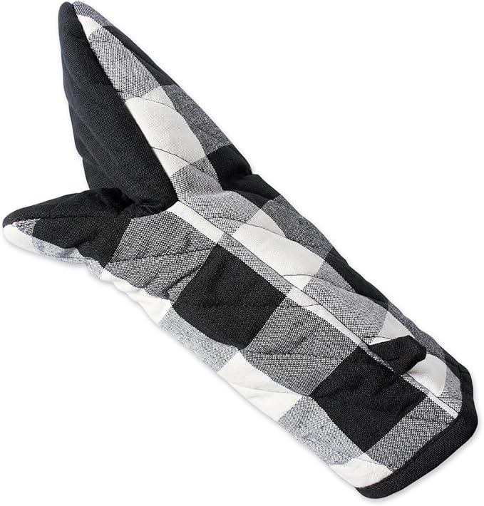 DII Buffalo Check Kitchen Collection, Classic Farmhouse Kitchen Set, Oven Mitt, Black & White, 2 Piece