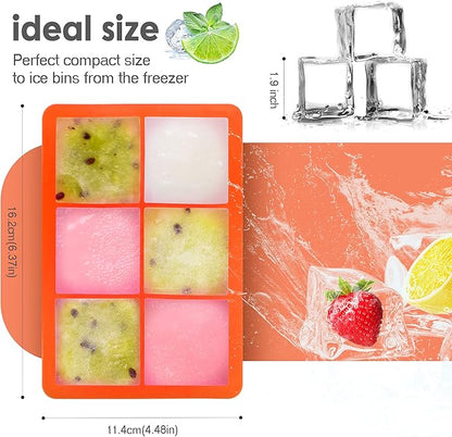 Silicone Ice Cube Trays with Lids,Large Square Ice Cube Molds for Freezer, Whiskey, Cocktail, Stackable Flexible and Reusable & Easy Release BPA Free (2 Pack&Dark Gray and Orange) - Image 3
