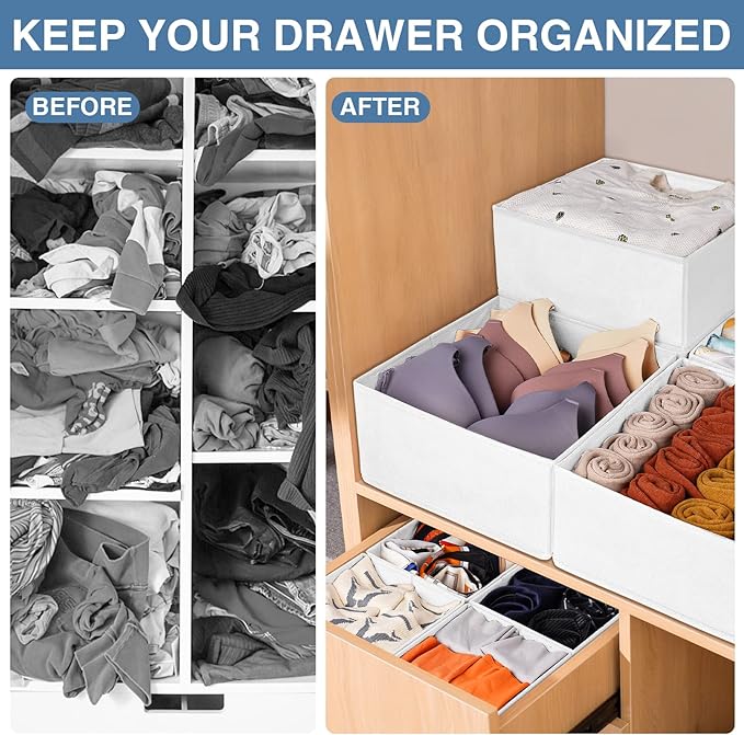 Criusia Drawer Organizer Clothes 12 Pack - Fabric Closet Organizers and Storage for Nursery Organization - Dresser Drawer Dividers for Baby Clothes/Socks/Underwear/Bras - College Dorm Room Essentials - Image 2