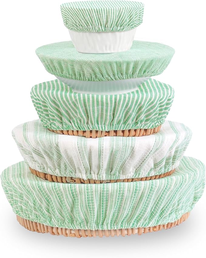 Reusable Bowl Covers, 5 Size Stretch Cloth Bowl Covers for Bread Proofing, cloth Fabric bowl Cover for Food Fruits Leftover (Q)