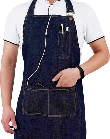 Tosewever Canvas Cross Back Chef Cotton Aprons for Men Women with Large Pockets - Image 4