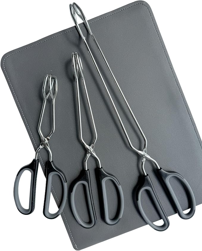 HINMAY Stainless Steel Scissor Tongs Cooking Tongs Set, Set of 3 (Black Handle, 10" 12" 16") - Image 8