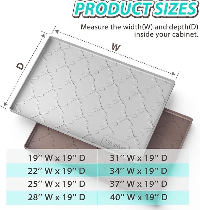 SIKADEER 25" x 19" Under Sink Mat Waterproof, Silicone Mat Kitchen Drawer Shelf and Cabinet Liner, Sink Protector for Kitchen Organizers and Storage, Boot Tray Pet Food Mats - Image 8