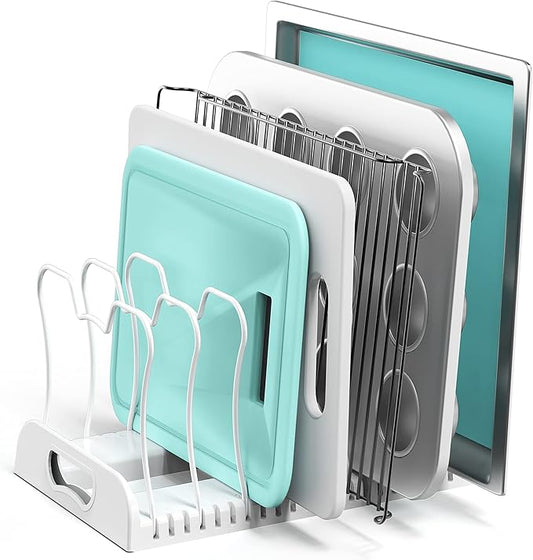 Simple Houseware 7 Compartments Adjustable Pan Organizer, White by SimpleHouseware