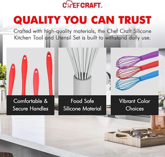 Chef Craft Premium Silicone Wire Cooking Whisk, 10.5 inch, Gray - Image 6