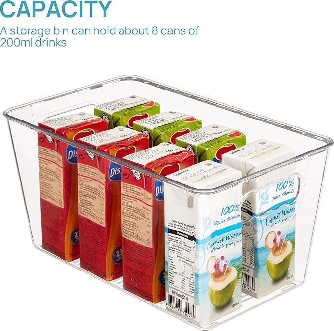 Vtopmart 6 Pack Clear Storage Bins, Pantry Cabinet Organizer Bins with Handle for Pantry Organizer and Storage, Plastic Bins for Fridge, Cabinet, Kitchen, Countertops, Cupboard, Freezer, Medium - Image 9