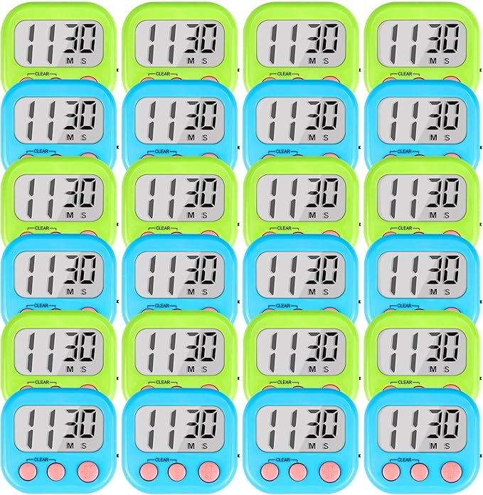 Timer for Kids Teachers Digital Kitchen Timers for Cooking Large Magnetic Classroom Timer 24Pack-Blue Green