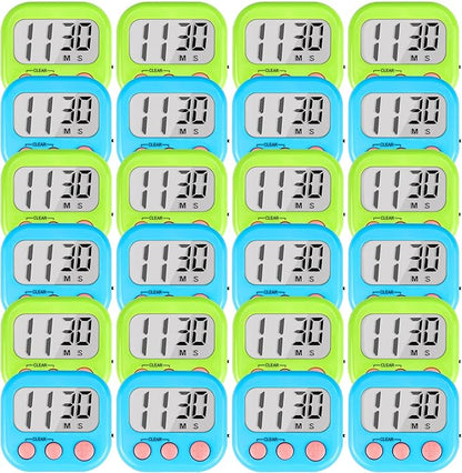 Timer for Kids Teachers Digital Kitchen Timers for Cooking Large Magnetic Classroom Timer 24Pack-Blue Green