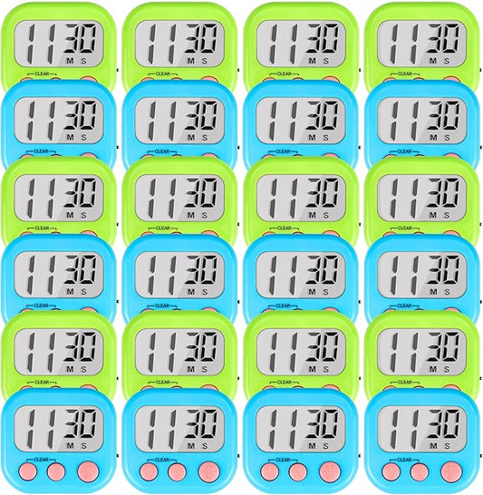 Timer for Kids Teachers Digital Kitchen Timers for Cooking Large Magnetic Classroom Timer 24Pack-Blue Green