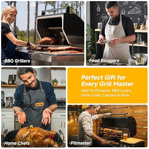 Wireless Meat Thermometer Digital, Long-Range Bluetooth Cooking Thermometer, Remote Tracking & Real-Time Readings for BBQ, Smoker, Air Fryer, Ideal Gift for Home Chef, Pitmaster, Griller