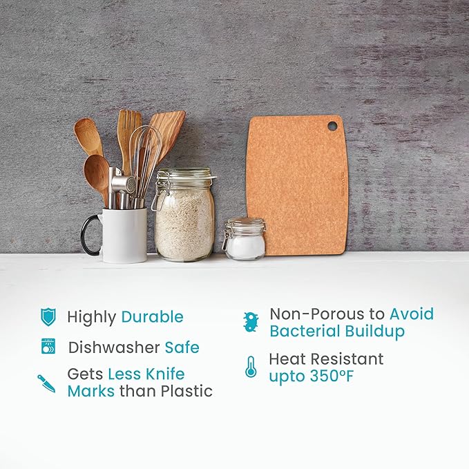 Wooden Cutting Board for Kitchen - Small Composite Wood Cutting Boards Dishwasher - Thin, BPA Free & Eco-Friendly Chopping Board (11.5 x 9 Inch, Natural) - Image 4