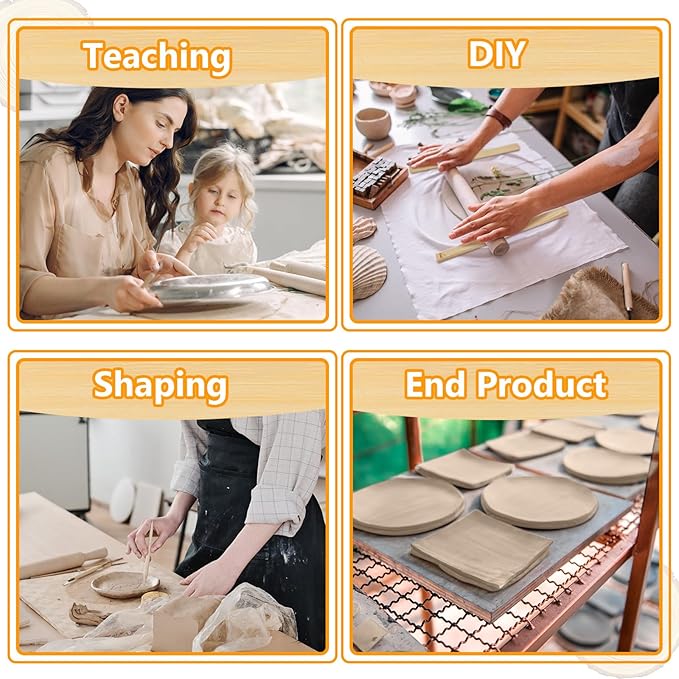 Sasylvia 20 Pcs Pottery Rolling Pin Guides Wood Teaching Rolling Mud Stick Guide Set Polymer Clay Depth Guide Pottery Tools Clay Mudboard Tools (5 Size,Wood Color) - Image 6
