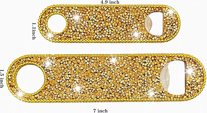 Gold Beer Bottle Opener Diamond Bling Beer Bottle Opener - Sparkling Crystal Opener for Women, for Home, Party, Wedding - 2Pcs, Handmade Set
