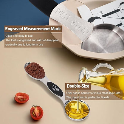 Magnetic Measuring cups and spoons Set, 5 Stainless Steel Magnetic Measuring Cup and 8 Double Sided Measuring Spoons with 1 Leveler，Kitchen Gadgets for Cooking & Baking - Image 5