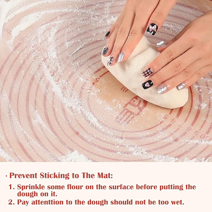 Non-slip Silicone Pastry Mat Extra Large with Measurements 28''By 20'' for Silicone Baking Mat, Counter, Dough Rolling, Oven Liner,Fondant/Pie Crust By Folksy Super Kitchen Red - Image 5