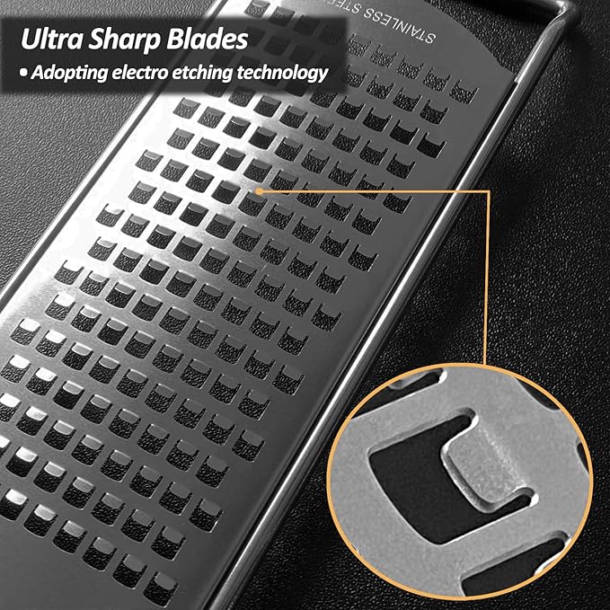 Professional Zester Grater Coarse for Cheese, Carrot, Ginger, Coconut, Nuts and Horseradish, Kitchen grater with Razor-Sharp Stainless Steel Blade (Coarse) - Image 4